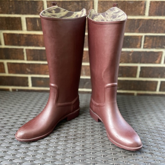 Sam Edelman 'Ximon' Knee‎ High Rubber Boots, Reddish Brown Size 8 - Picture 4 of 13